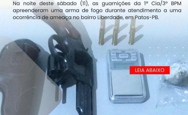 POLÍCIA MILITAR APREENDE ARMA DE FOGO NA NOITE DESTE SÁBADO, EM PATOS.