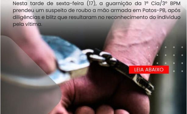 POLÍCIA MILITAR APREENDE SUSPEITO DE ROUBO DE CELULAR, EM PATOS-PB. POLÍCIA MILITAR APREENDE SUSPEITO DE ROUBO DE CELULAR, EM PATOS-PB.