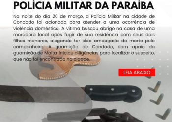 POLÍCIA MILITAR PRENDE ACUSADO DE AMEAÇA E PORTE ILEGAL DE ARMA DE FOGO NA CIDADE DE CONDADO