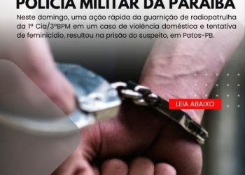 POLÍCIA MILITAR AGE RÁPIDO E PRENDE SUSPEITO DE TENTATIVA DE FEMINICÍDIO EM PATOS-PB.