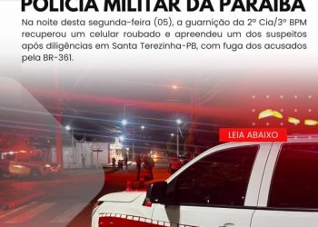 POLÍCIA MILITAR APREENDE CELULAR ROUBADO E CONDUZ SUSPEITO APÓS ROUBO SANTA TEREZINHA
