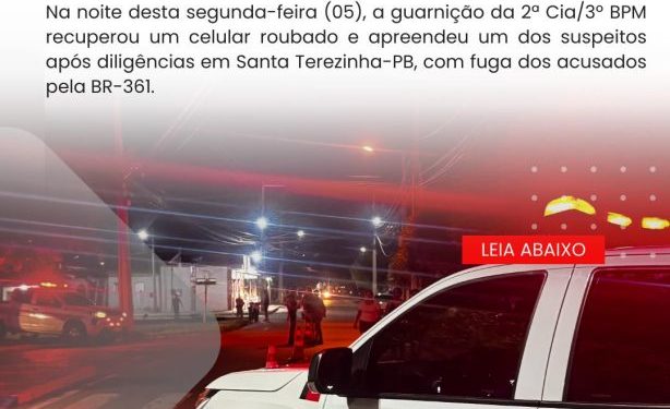 POLÍCIA MILITAR APREENDE CELULAR ROUBADO E CONDUZ SUSPEITO APÓS ROUBO SANTA TEREZINHA