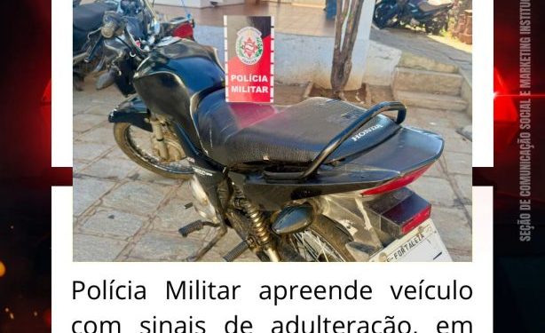 POLÍCIA MILITAR APREENDE MOTOCICLETA COM SINAIS IDENTIFICADORES ADULTERADOS, EM MALTA.
