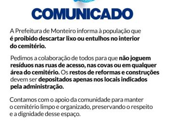 Após completa limpeza, Secretaria de infraestrutura faz apelo para população manter cemitério organizado
