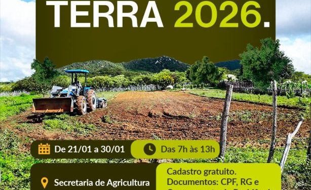 Cadastro para corte de terra em 2026 é confirmado pela Prefeitura de Monteiro e começa nesta quarta-feira