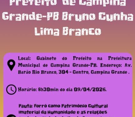 O Fórum Nacional do Forró de Raiz e Federação de Amparo à Arte e a Cultura, participará nesta quinta feira, de  reunião com o prefeito Bruno Cunha Lima