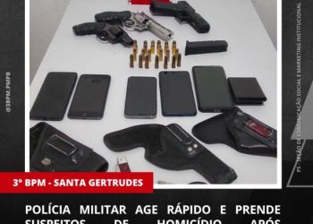 POLÍCIA MILITAR AGE RÁPIDO E PRENDE SUSPEITOS DE HOMICÍDIO APÓS INTERCEPTAÇÃO DE VEÍCULO EM SANTA GERTRUDES