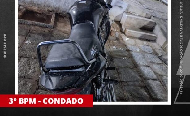 POLÍCIA MILITAR INTENSIFICA POLICIAMENTO E APREENDE MOTOCICLETA COM SINAIS IDENTIFICADORES ADULTERADOS EM CONDADO