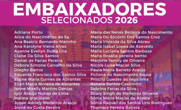 Prefeitura de Campina Grande divulga lista dos novos ‘Embaixadores Sociais voluntários da Campanha ‘Forró Sim, Assédio Não’ 2026