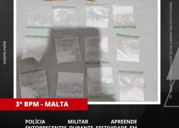 POLÍCIA MILITAR APREENDE ENTORPECENTES DURANTE FESTIVIDADE EM MALTA-PB