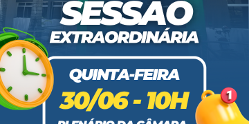 Presidente da Câmara convoca vereadores para sessão extraordinária nesta terça-feira (30)