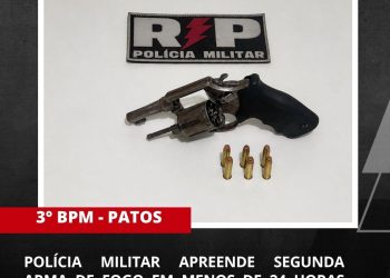 POLÍCIA MILITAR APREENDE SEGUNDA ARMA DE FOGO EM MENOS DE 24 HORAS DURANTE AÇÕES OSTENSIVAS EM PATOS