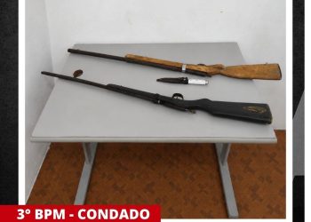 POLÍCIA MILITAR APREENDE ARMAS DE FOGO APÓS AMEAÇA EM CONDADO E CONDUZ SUSPEITO À DELEGACIA EM PATOS-PB