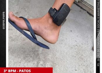 POLÍCIA MILITAR DETÉM HOMEM APÓS ROMPIMENTO DE TORNOZELEIRA ELETRÔNICA EM PATOS