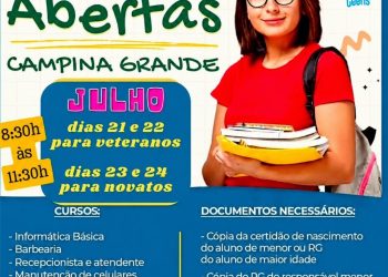Prefeitura de Campina Grande e Projeto Pequeninos Teens abrem inscrições para cursos profissionalizantes