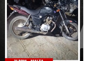 POLÍCIA MILITAR APREENDE MOTOCICLETA COM SINAIS IDENTIFICADORES SUPRIMIDOS DURANTE RONDAS EM MALTA