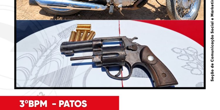EM AÇÃO RÁPIDA, POLÍCIA MILITAR PRENDE SUSPEITO DE HOMICÍDIO, APREENDE REVÓLVER E LOCALIZA MOTOCICLETA EM PATOS