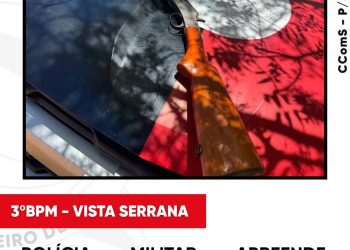POLÍCIA MILITAR APREENDE ESPINGARDA APÓS DISPAROS E AMEAÇAS CONTRA FAMILIARES EM VISTA SERRANA