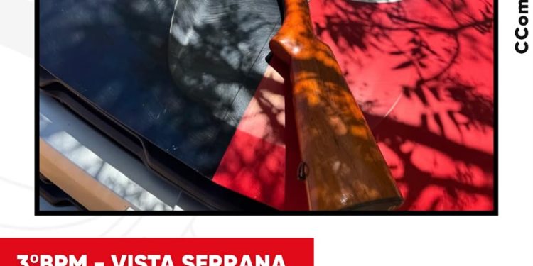 POLÍCIA MILITAR APREENDE ESPINGARDA APÓS DISPAROS E AMEAÇAS CONTRA FAMILIARES EM VISTA SERRANA